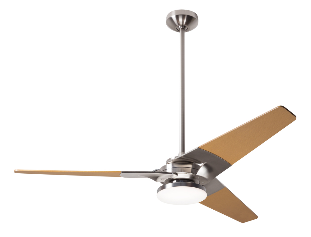 Torsion Fan; Bright Nickel Finish; 52" Maple Blades; 20W LED; Fan Speed and Light Control (3-wir