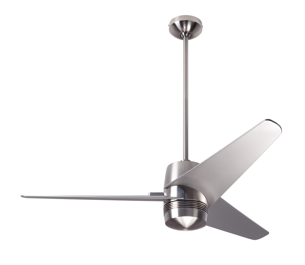 Velo DC Fan; Bright Nickel Finish; 48" Nickel Blades; No Light; Wall/Remote Combo Control