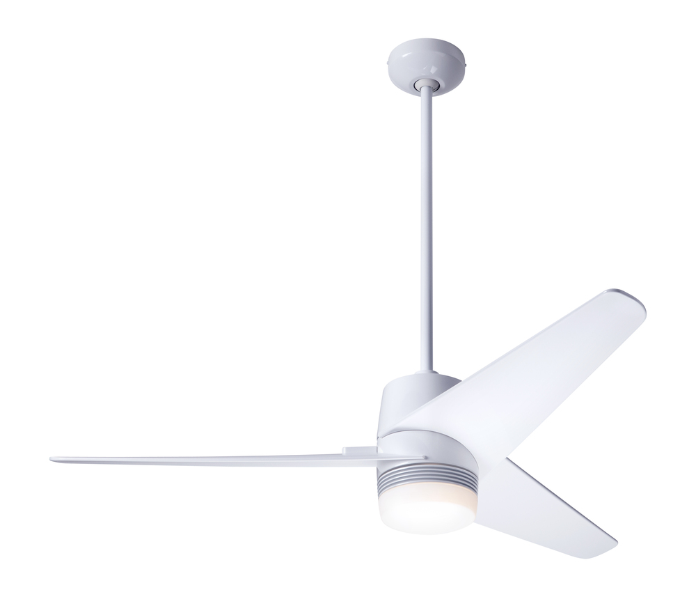 Velo DC Fan; Gloss White Finish; 48" Nickel Blades; 17W LED; Wall Control