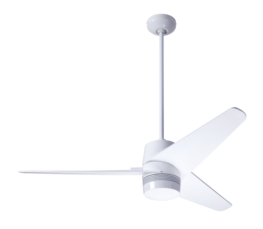 Velo DC Fan; Gloss White Finish; 48" Dark Blades; No Light; Handheld Remote Control