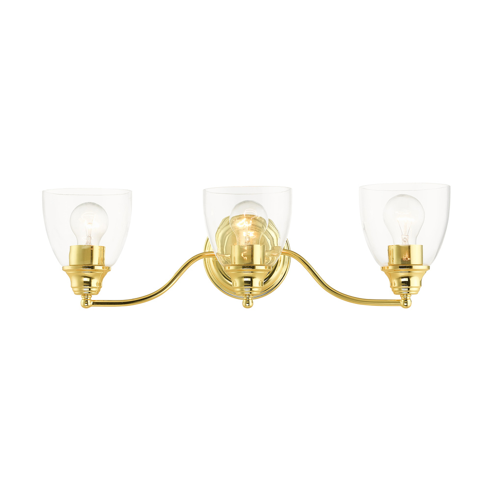 3 Lt Polished Brass Vanity Sconce