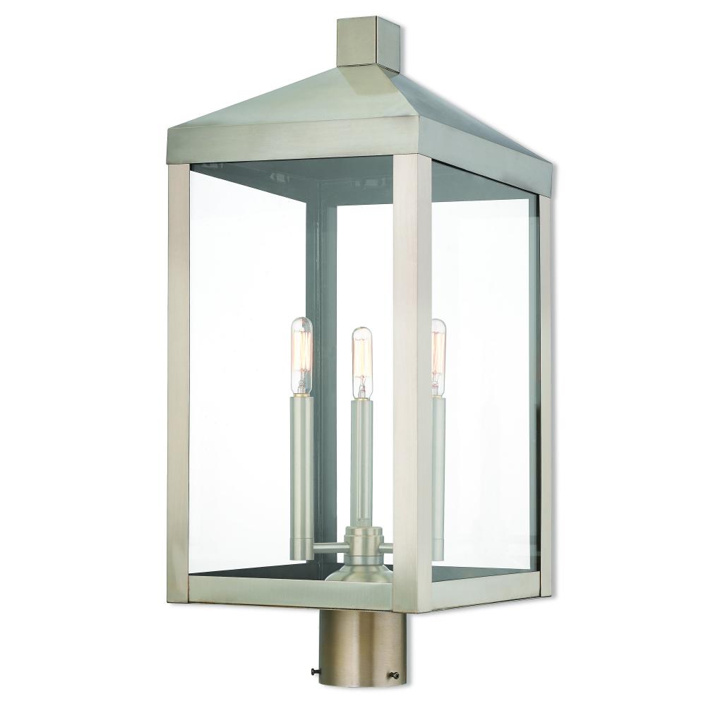 3 Lt BN Outdoor Post Top Lantern