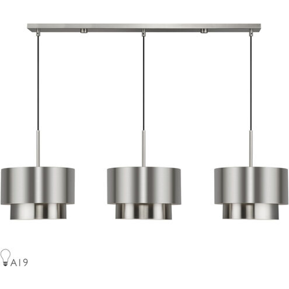 3 Light Black Extra Large Linear Chandelier