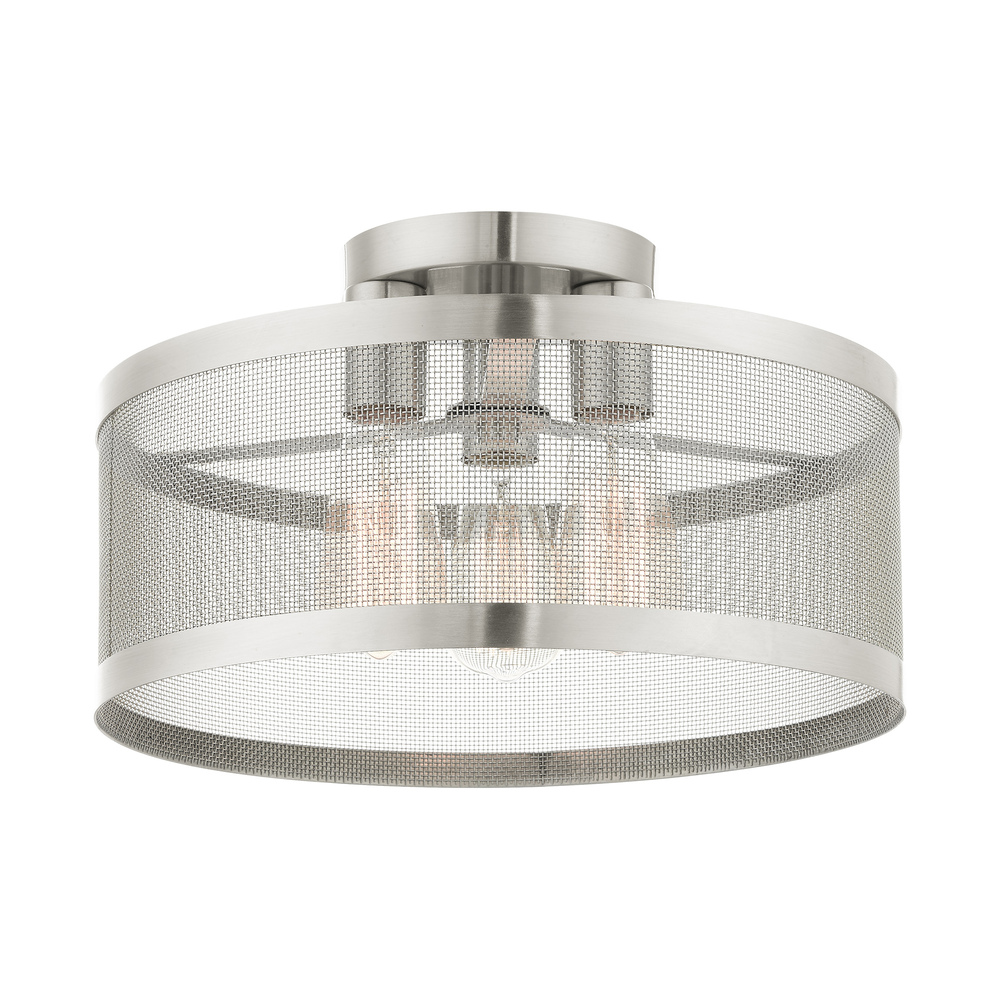 3 Lt Brushed Nickel Semi Flush Mount