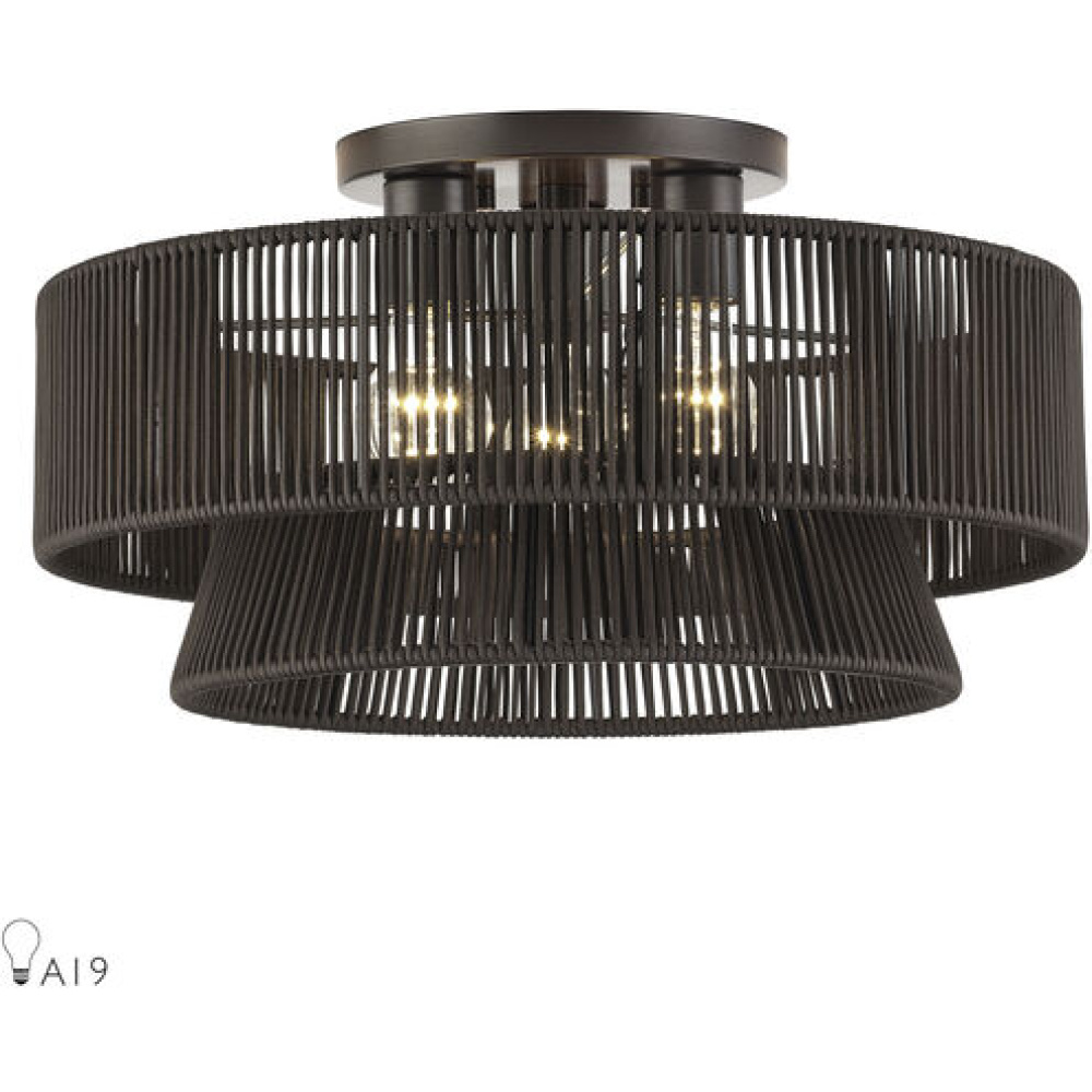 3 Light English Bronze Large Semi-Flush