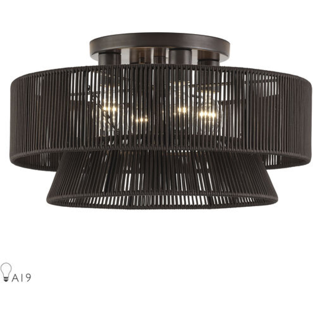 4 Light English Bronze Extra Large Semi-Flush