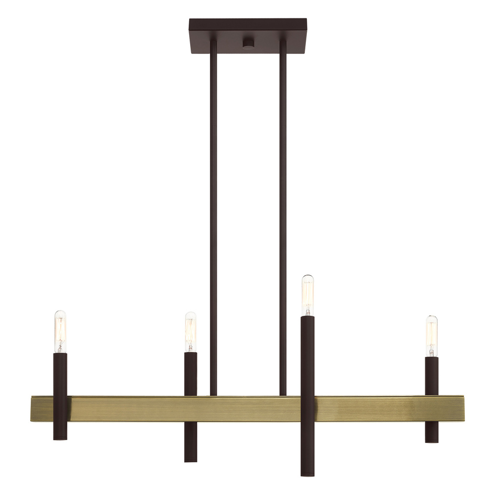 4 Lt Bronze Linear Chandelier