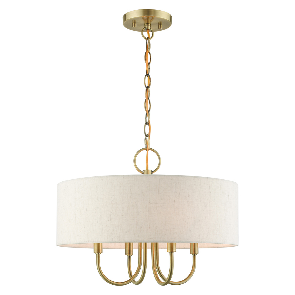 4 Lt Antique Brass Pendant Chandelier