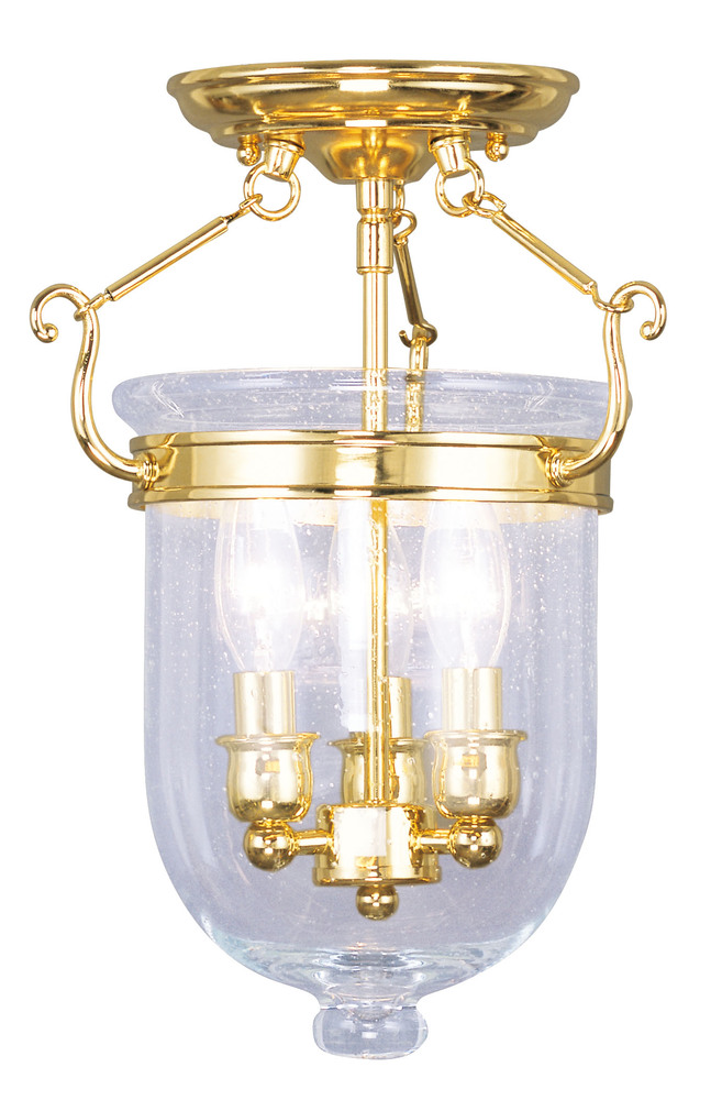 3 Light Polished Brass Ceiling Mount