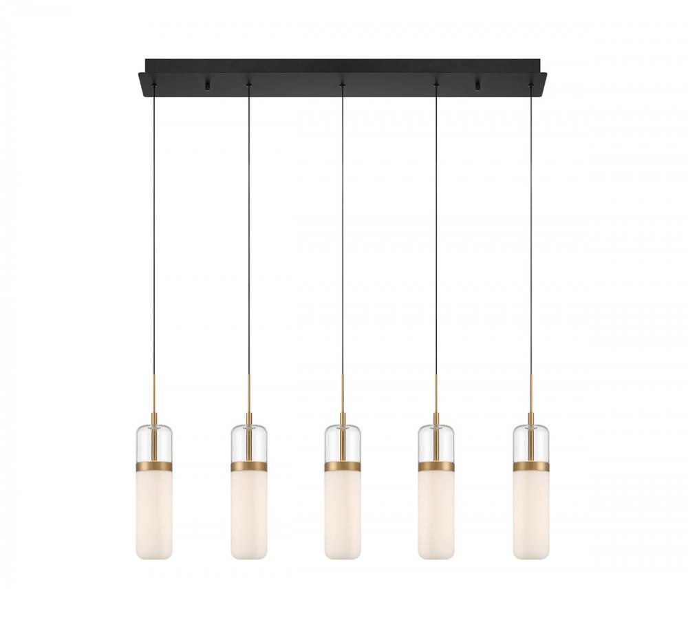 Verona, 5 Light Linear LED Chandelier, Matte Black