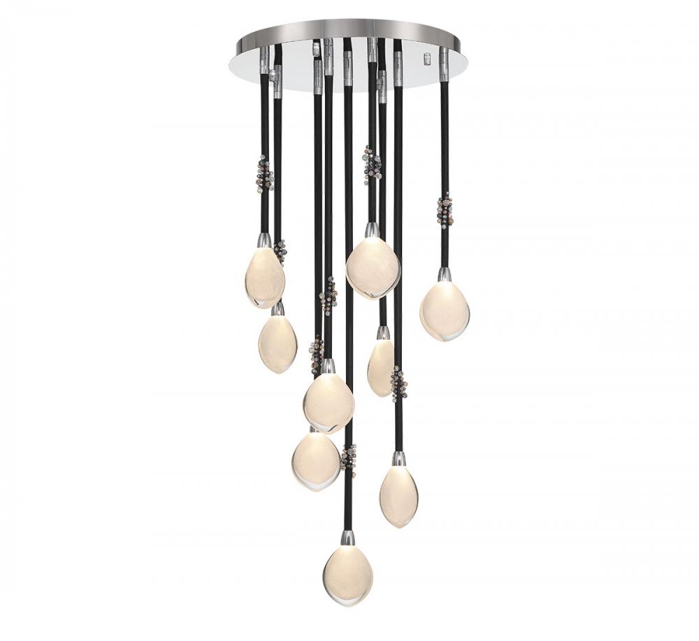 Bellissima, 9 Light LED Chandelier, Black Sleeves