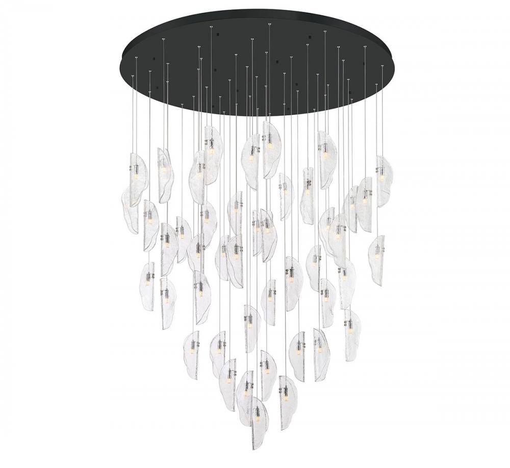 Sorrento, 45 Light LED Grand Chandelier, Clear, Black Canopy