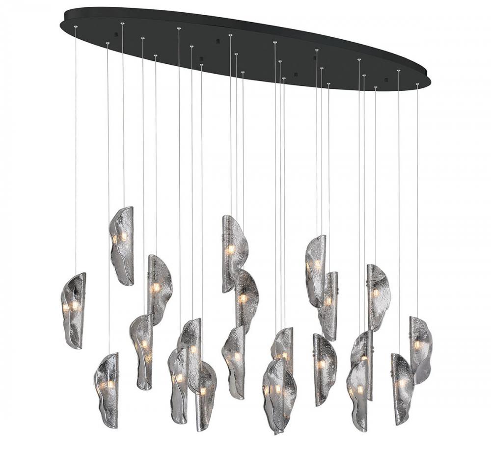 Sorrento, 22 Light Oval LED Chandelier, Smoke, Black Canopy