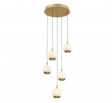 Lib & Co. US 12267-030 - Baveno, 5 Light Round LED Chandelier, Painted Antique Brass