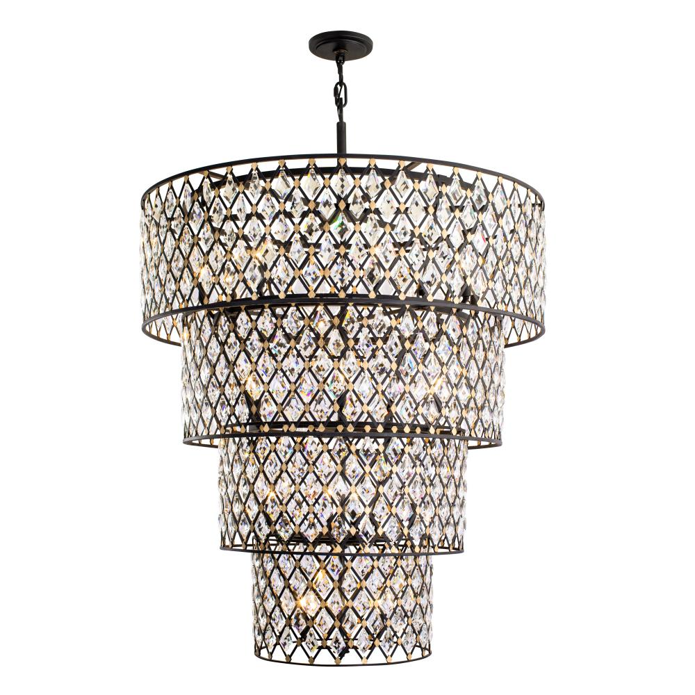 Windsor 21-Lt 4-Tier Crystal Chandelier - Carbon/Havana Gold