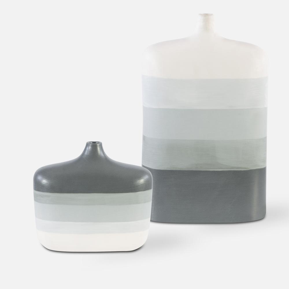 Guevara Striped Gray Vases, S/2