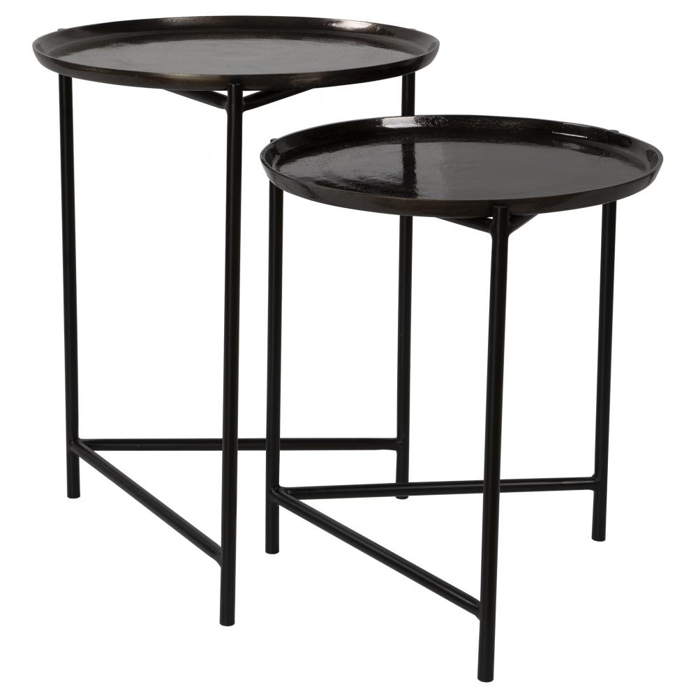 Burnett Dark Nickel Nesting Tables, S/2