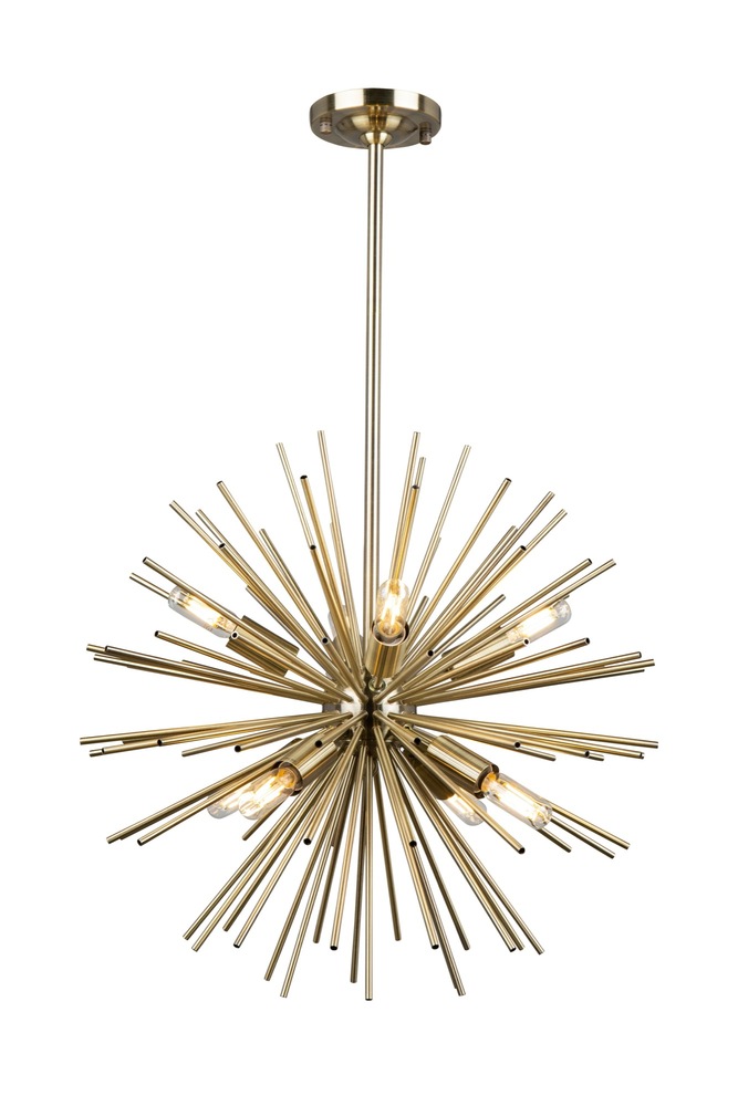 Sunburst  8 Light Chandelier (Satin Brass)