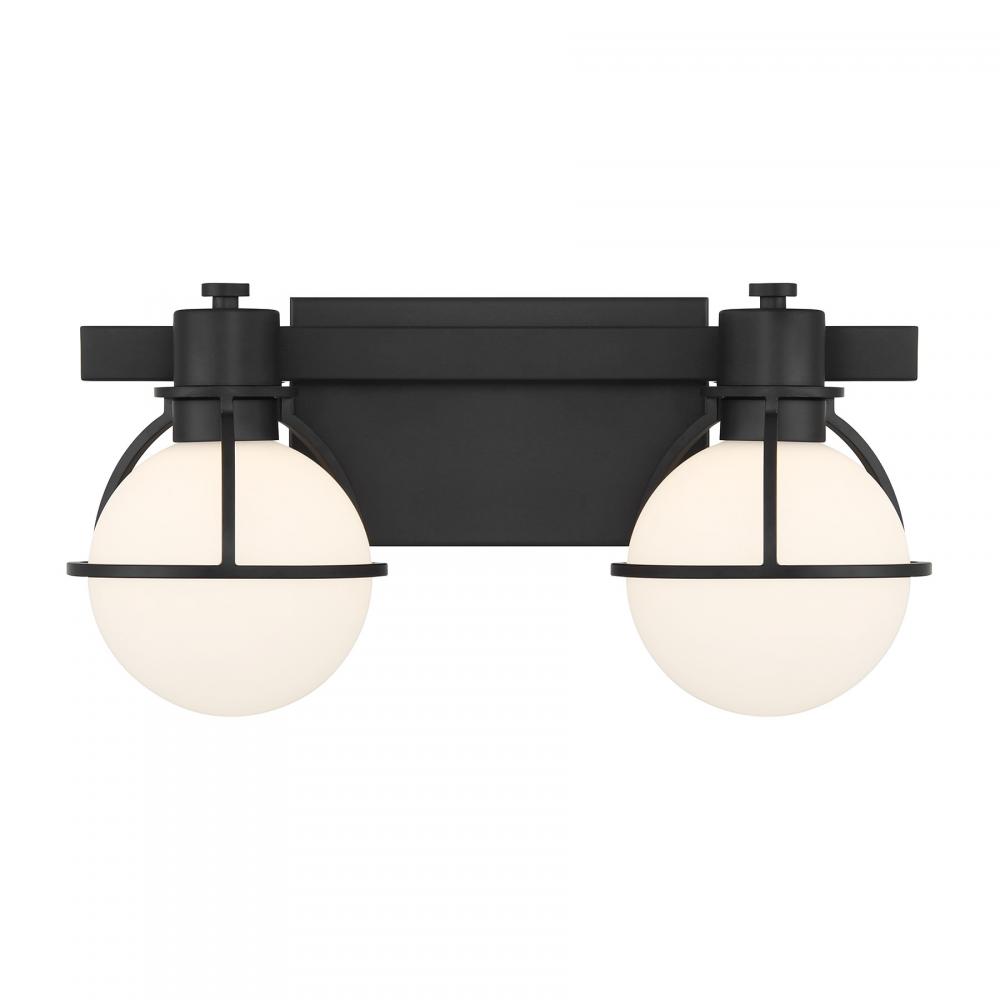 Pierce 2-Light Bathroom Vanity Light in Matte Black