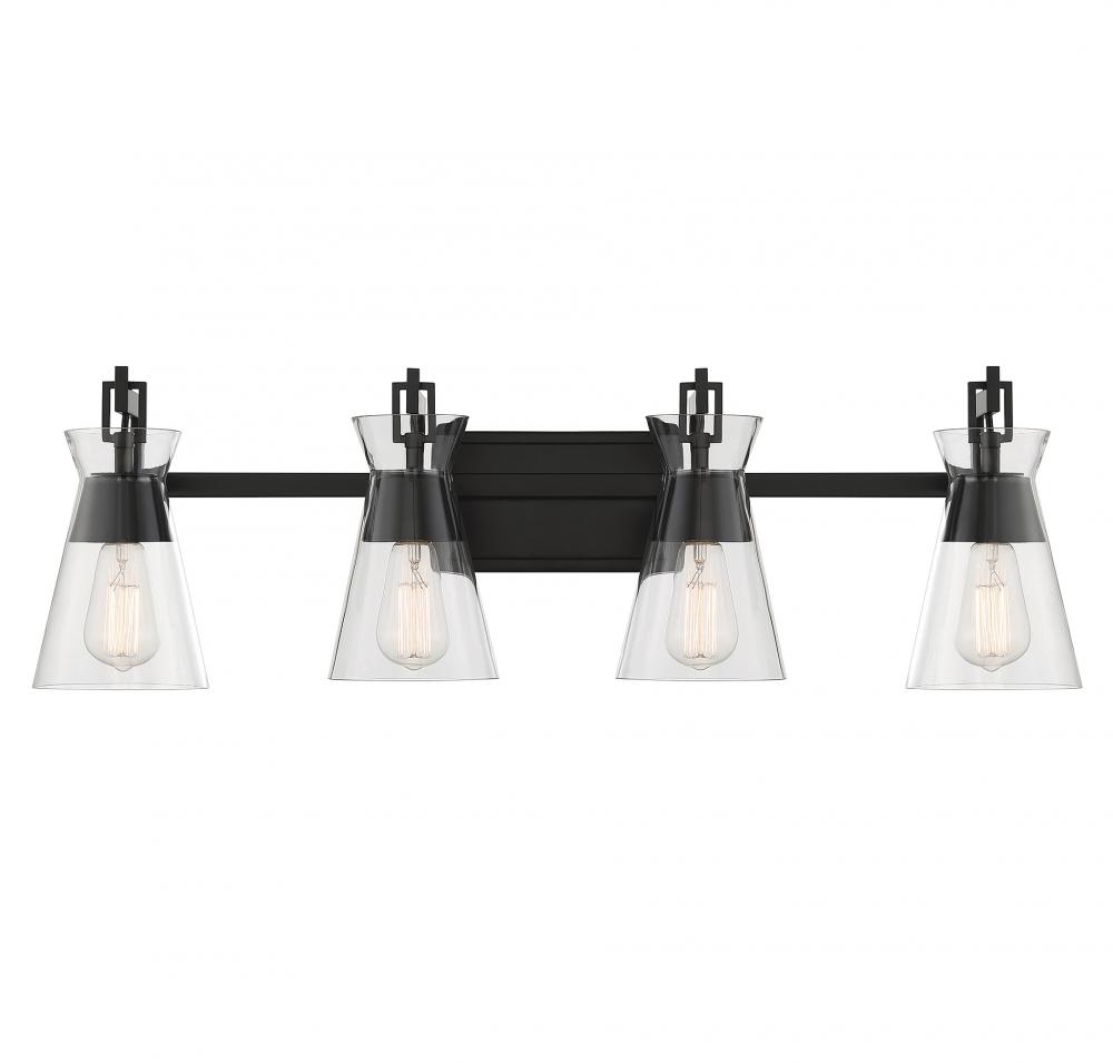 Lakewood 4-Light Bathroom Vanity Light in Matte Black