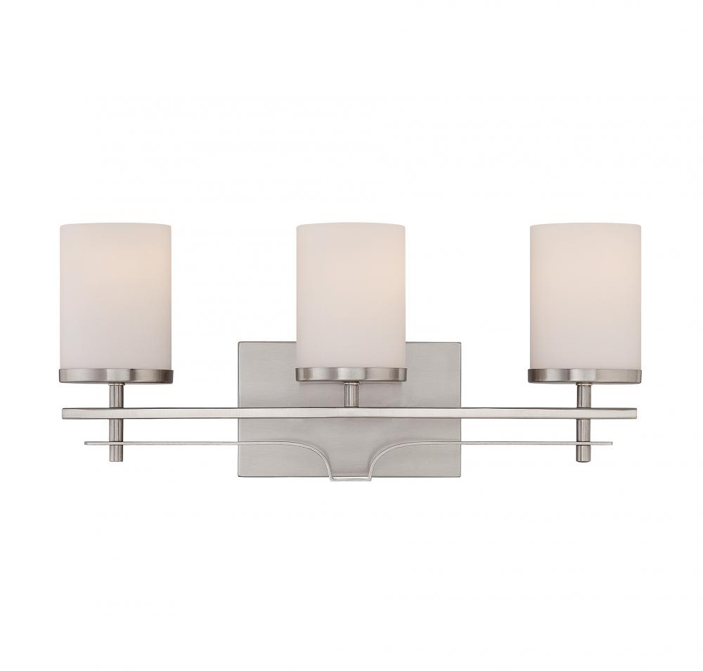 Colton 3-Light Bathroom Vanity Light in Satin Nickel