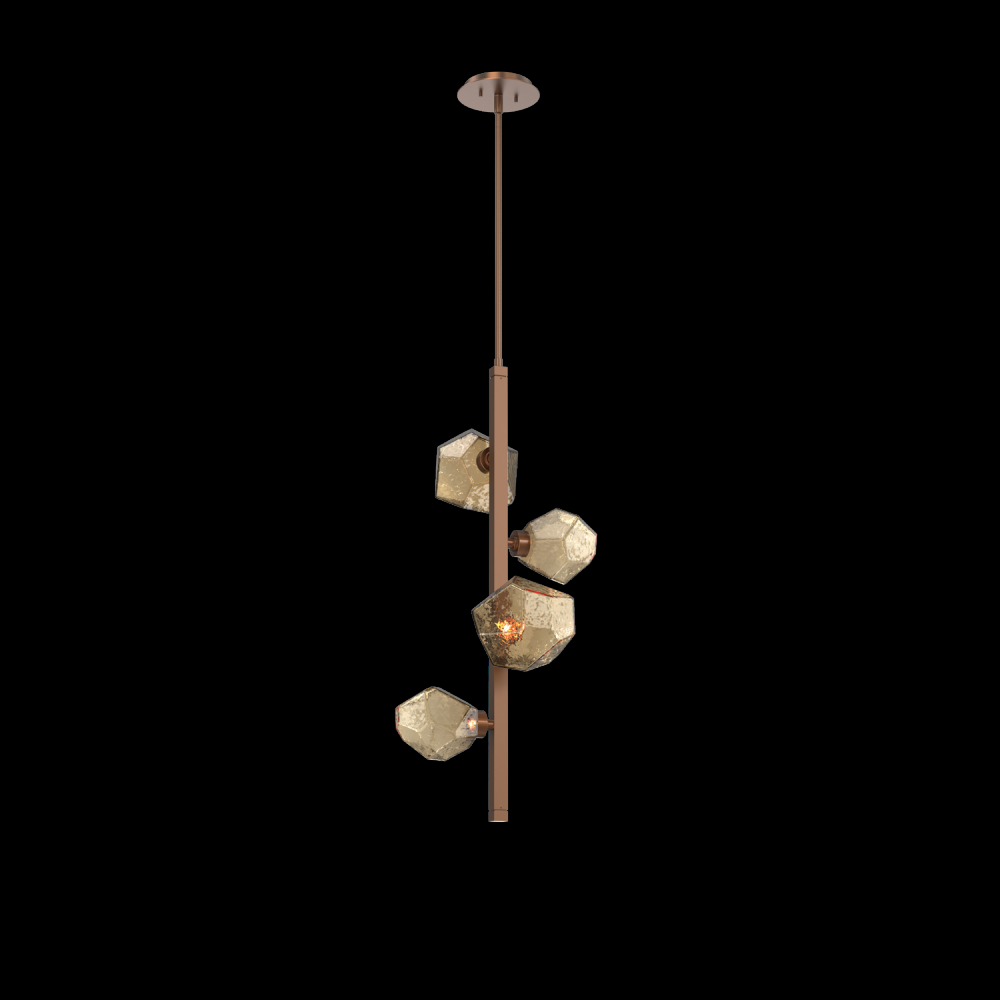 Gem 4pc Twisted Vine-Burnished Bronze-Bronze Blown Glass-Threaded Rod Suspension-LED 2700K