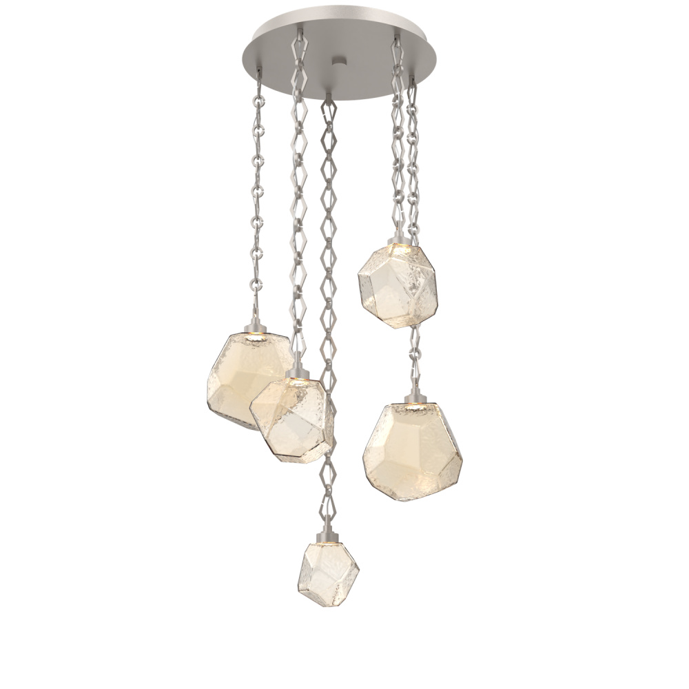 Gem Round Chain 5pc Multi-Pendant