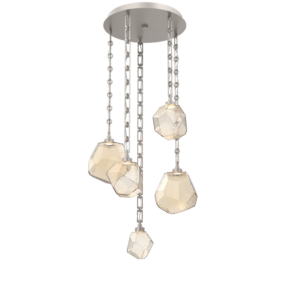 Gem Round Chain 5pc Multi-Pendant