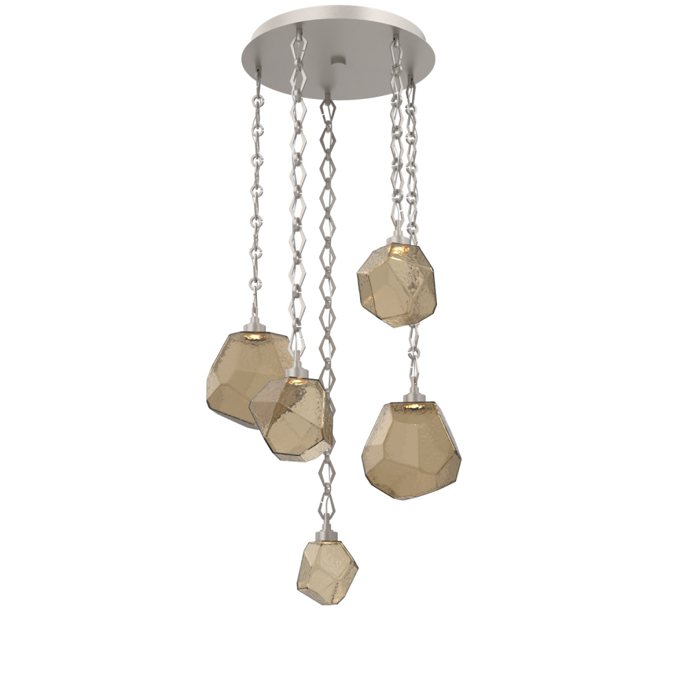 Gem Round Chain 5pc Multi-Pendant