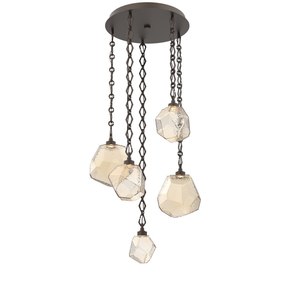 Gem Round Chain 5pc Multi-Pendant