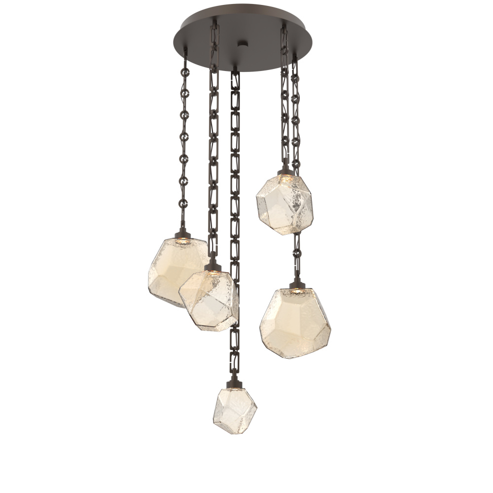 Gem Round Chain 5pc Multi-Pendant