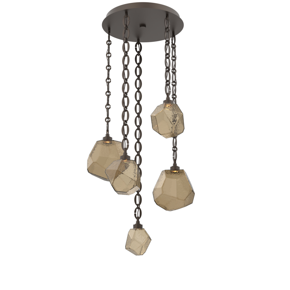 Gem Round Chain 5pc Multi-Pendant