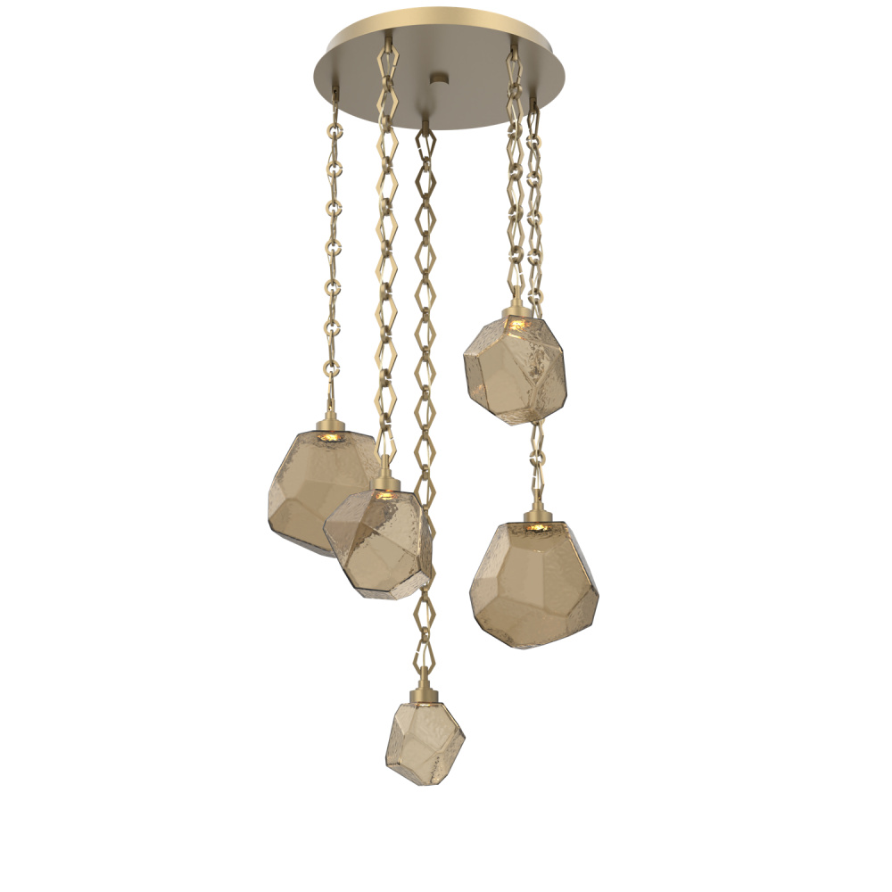 Gem Round Chain 5pc Multi-Pendant
