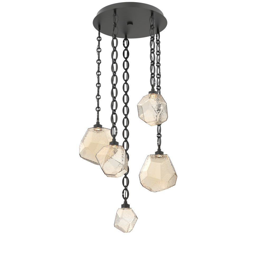 Gem Round Chain 5pc Multi-Pendant