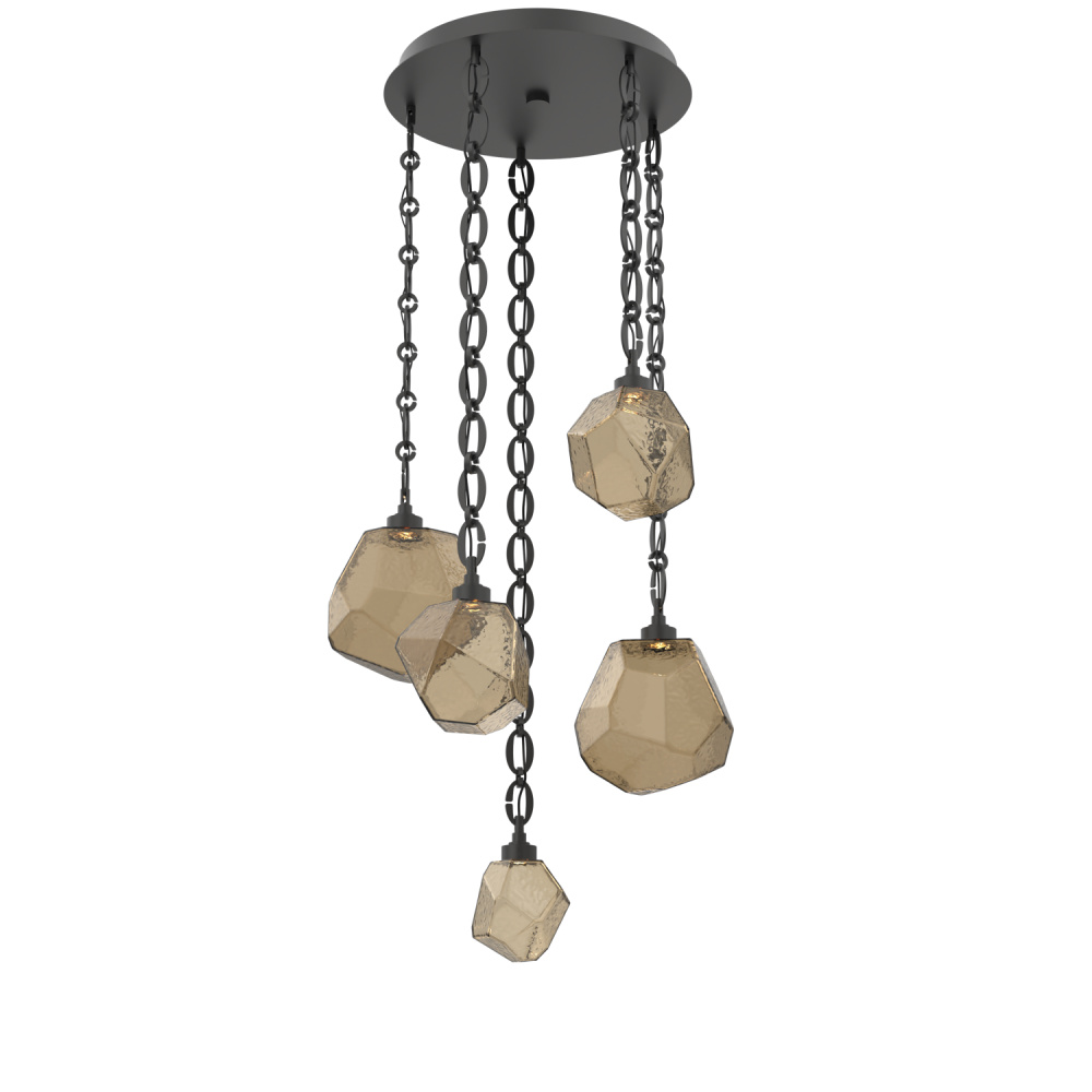 Gem Round Chain 5pc Multi-Pendant
