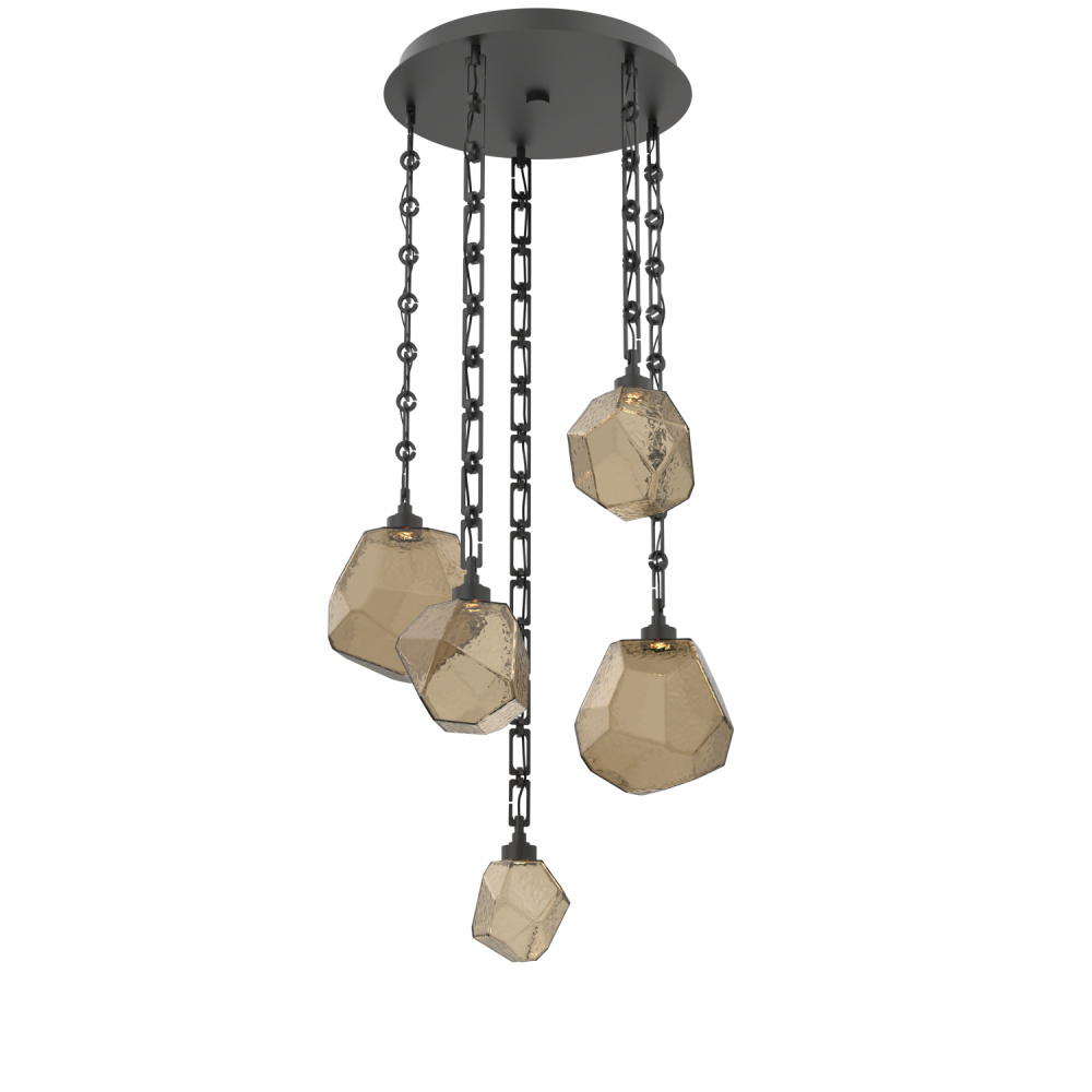 Gem Round Chain 5pc Multi-Pendant