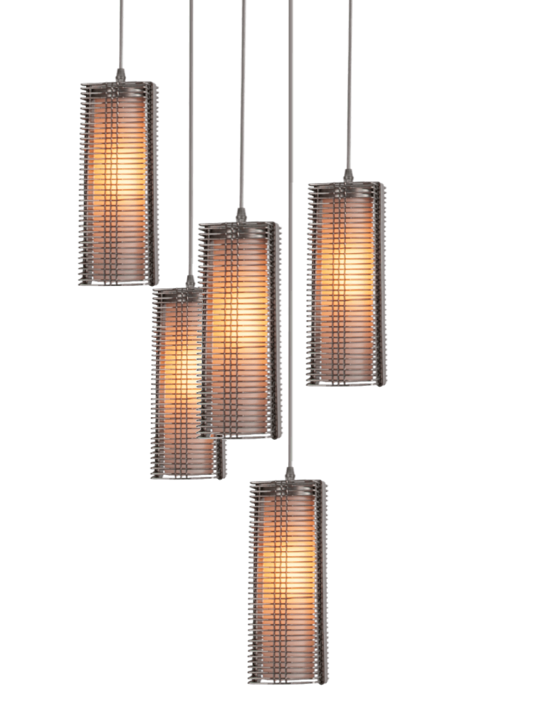 Downtown Mesh Square Multi-Pendant-09-Classic Silver-Frosted Glass-Cloth Braided Cord-E26