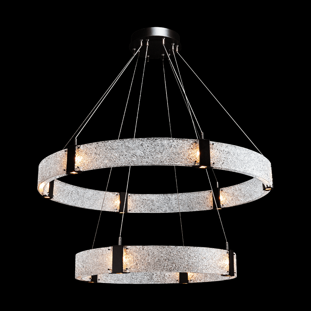 Two Tier Parallel Ring Chandelier-2B-Matte Black