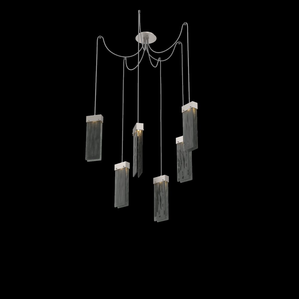 Parallel Glass Round 6pc Swag Multi-Pendant