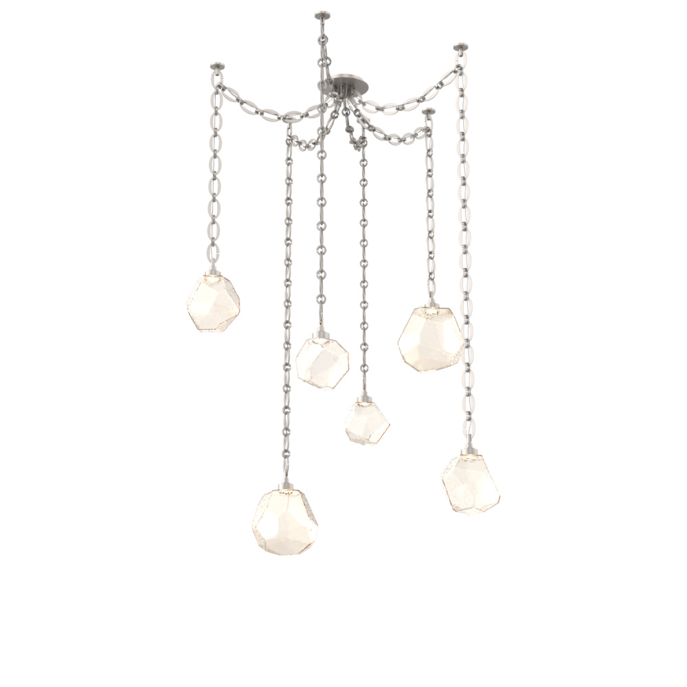 Gem Round Chain 6pc Swag Multi-Pendant