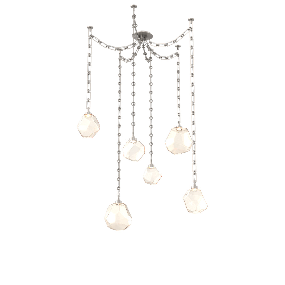 Gem Round Chain 6pc Swag Multi-Pendant