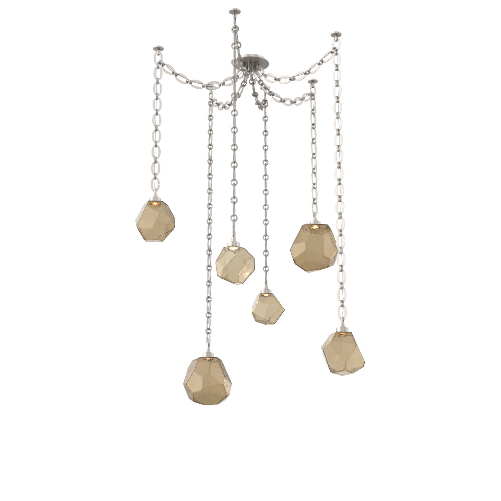 Gem Round Chain 6pc Swag Multi-Pendant
