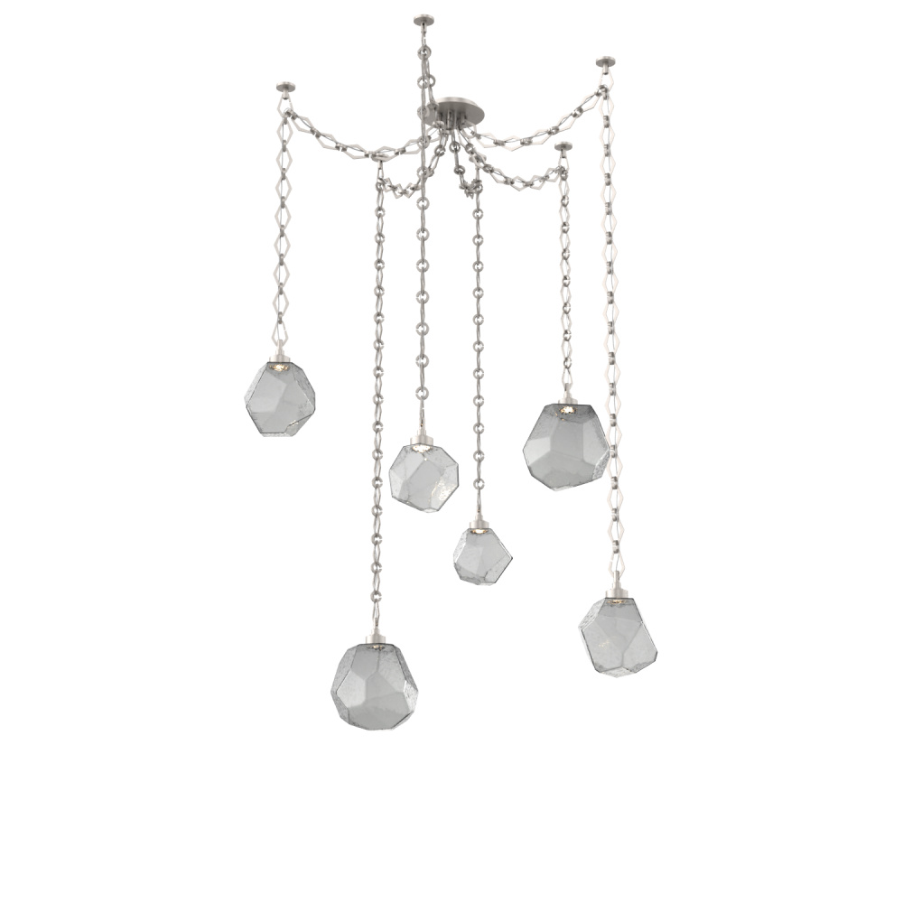 Gem Round Chain 6pc Swag Multi-Pendant