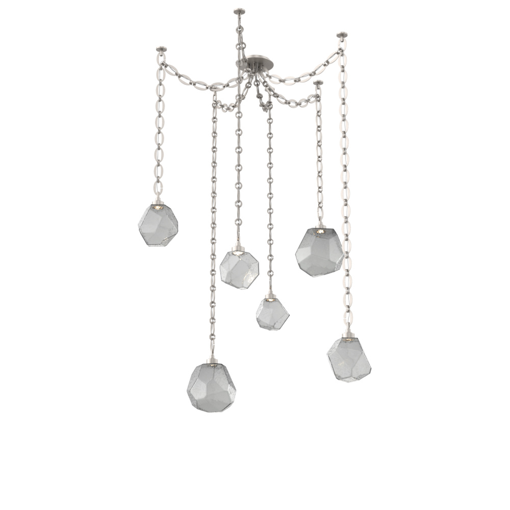 Gem Round Chain 6pc Swag Multi-Pendant