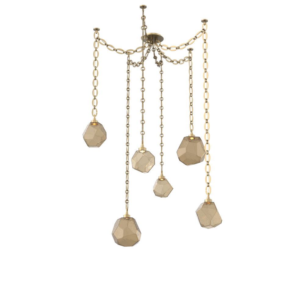 Gem Round Chain 6pc Swag Multi-Pendant