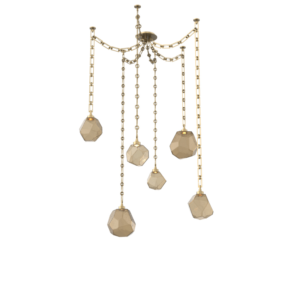 Gem Round Chain 6pc Swag Multi-Pendant