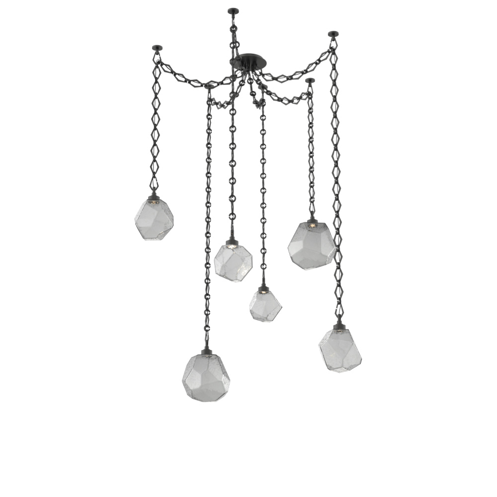 Gem Round Chain 6pc Swag Multi-Pendant