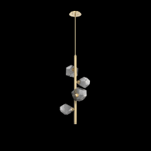 Hammerton CHB0039-T4-GB-S-001-L1 - Gem 4pc Twisted Vine-Gilded Brass-Smoke Blown Glass-Threaded Rod Suspension-LED 2700K