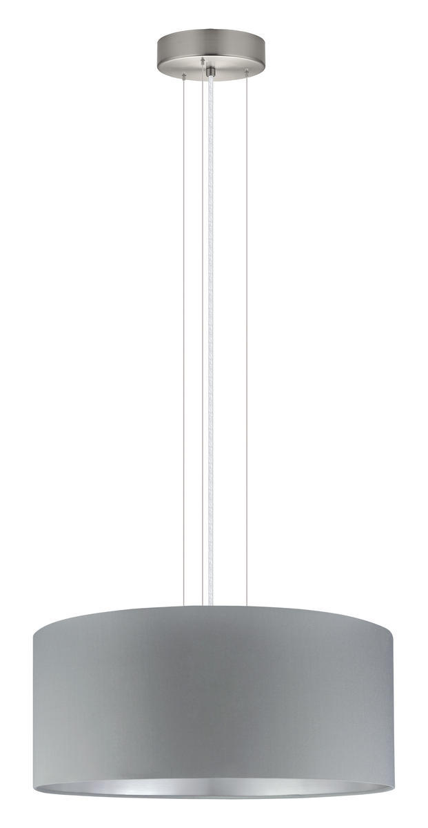 3x60W Pendant w/ Satin Nickel Finish & Grey & Silver Shade