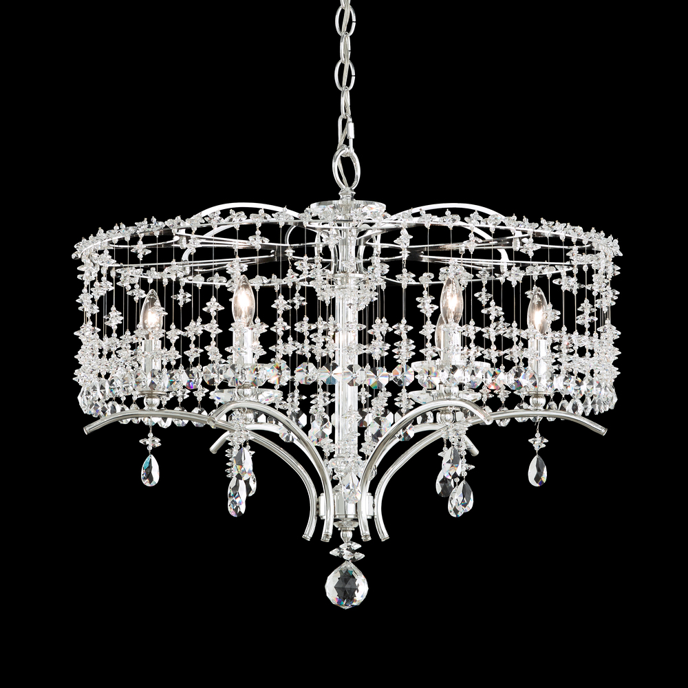 Bella Rose 6 Light 120V Chandelier in White with Heritage Handcut Crystal